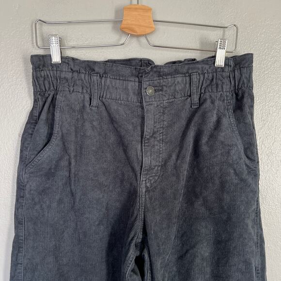 American Eagle Paper Bag Barrel Jeans Women's 8 Gray Stretch High Rise Corduroy - Picture 4 of 12